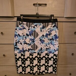 Peter Pilotto Geometric Blue and Black Midi Skirt
